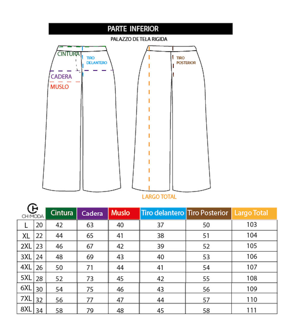 Guía de tallas del producto